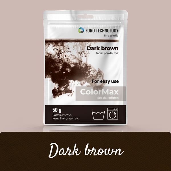Серія ColorMax &laquo;Dark brown&raquo; темно-коричнева фарба-барвник для тканини, 50 г cm-15 фото