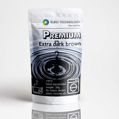 Серия Premium "Extra dark brown" темно-коричневая высокотемпературная краска - краситель для ткани одежды, 30 г Pr-001-exbrown фото