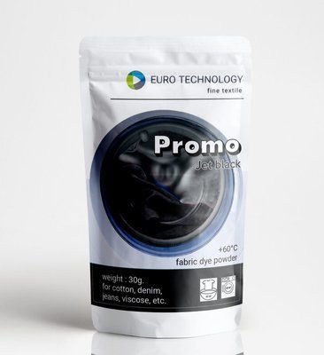 Серия Promo "Jet black" черная смоляная низкотемпературная краска - краситель для ткани одежды, 30г P-001-jet фото
