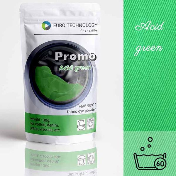 Серія Promo "Acid green" кислотно-зелена низькотемпературна фарба-барвник, 30 г P-001-acgr фото