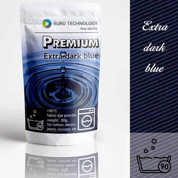 Серія Premium "Extra dark blue" темно - синя високотемпературна фарба - барвник для тканини одягу, 30 г Pr-001-blue-1 фото